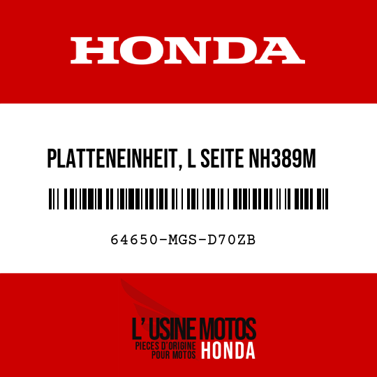 image de 64650-MGS-D70ZB PLATTENEINHEIT, L SEITE NH389M