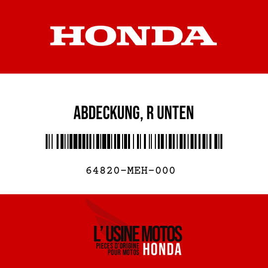 image de 64820-MEH-000 ABDECKUNG, R UNTEN