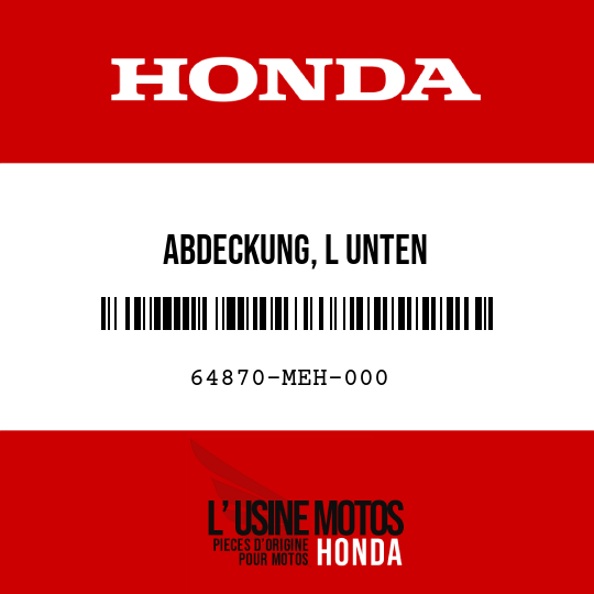image de 64870-MEH-000 ABDECKUNG, L UNTEN