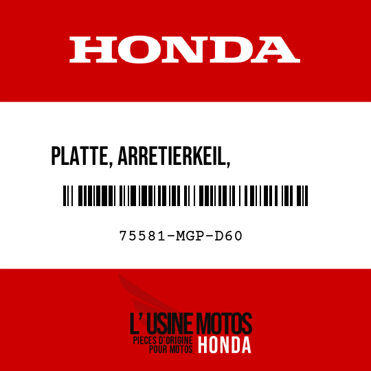 image de 75581-MGP-D60 PLATTE, ARRETIERKEIL,         EINSTELLUNG