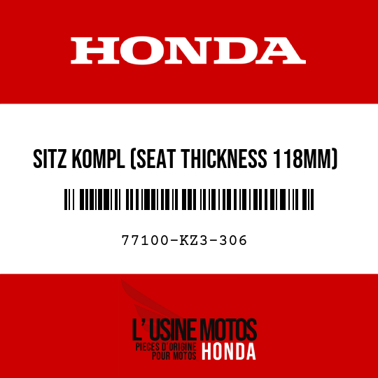 image de 77100-KZ3-306 SITZ KOMPL (SEAT THICKNESS 118MM)