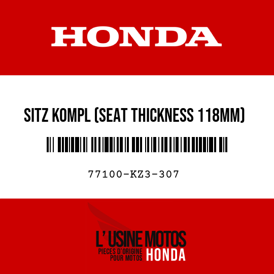 image de 77100-KZ3-307 SITZ KOMPL (SEAT THICKNESS 118MM)