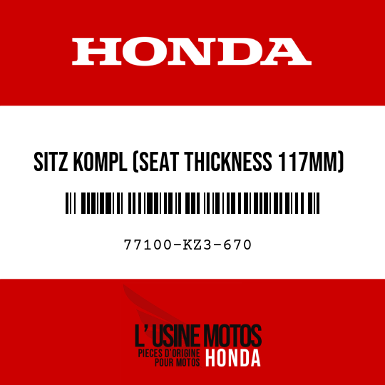 image de 77100-KZ3-670 SITZ KOMPL (SEAT THICKNESS 117MM)