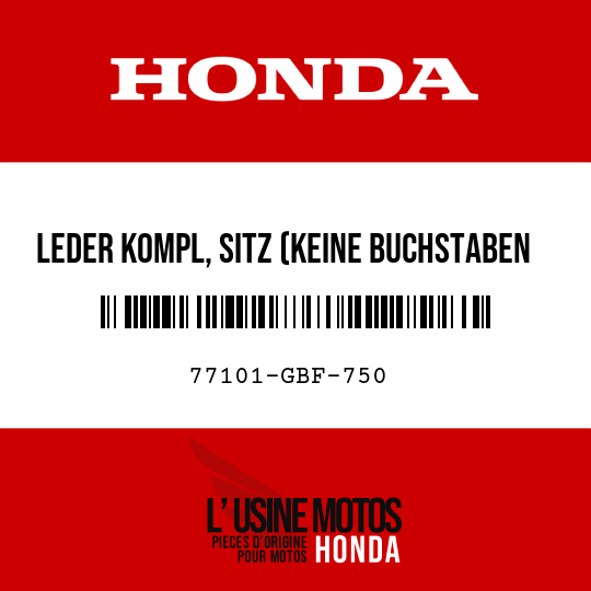 image de 77101-GBF-750 LEDER KOMPL, SITZ (KEINE BUCHSTABEN GEDRUCKT)