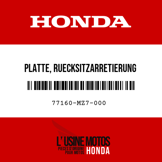 image de 77160-MZ7-000 PLATTE, RUECKSITZARRETIERUNG