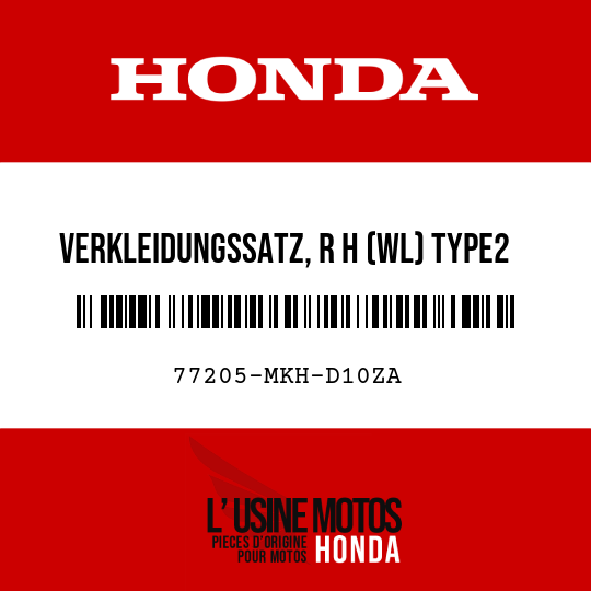 image de 77205-MKH-D10ZA VERKLEIDUNGSSATZ, R H (WL) TYPE2 (TYPE2 )
