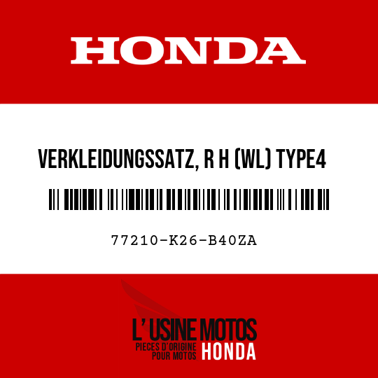 image de 77210-K26-B40ZA VERKLEIDUNGSSATZ, R H (WL) TYPE4
