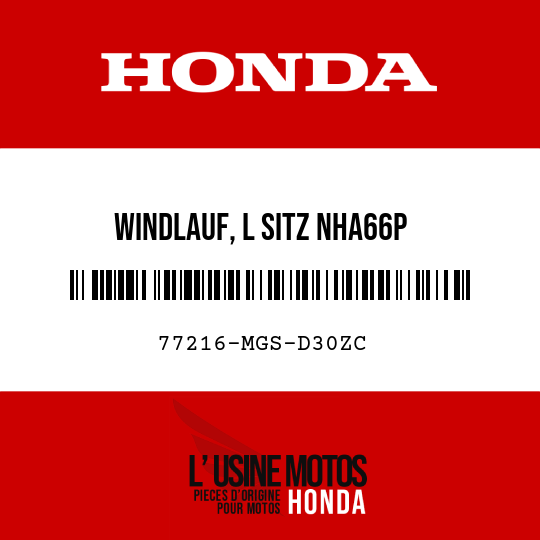 image de 77216-MGS-D30ZC WINDLAUF, L SITZ NHA66P