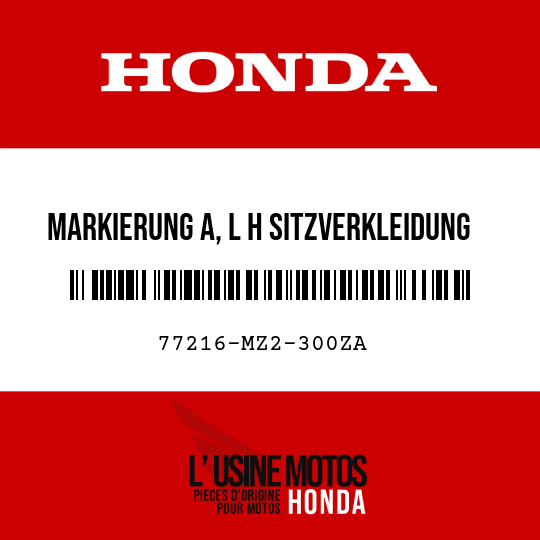 image de 77216-MZ2-300ZA MARKIERUNG A, L H SITZVERKLEIDUNG () TYPE12