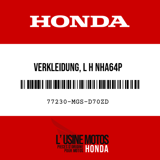 image de 77230-MGS-D70ZD VERKLEIDUNG, L H NHA64P