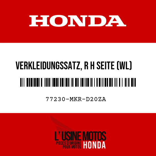 image de 77230-MKR-D20ZA VERKLEIDUNGSSATZ, R H SEITE (WL) TYPE1