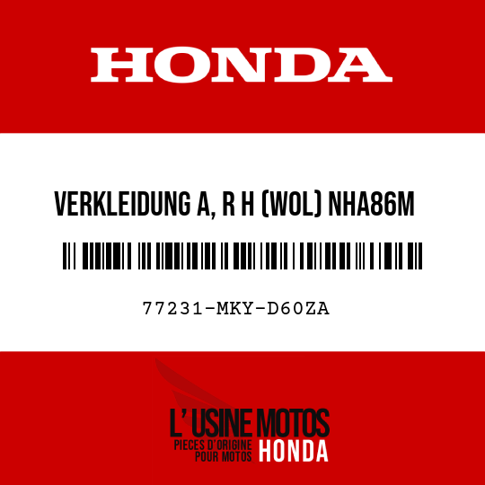 image de 77231-MKY-D60ZA VERKLEIDUNG A, R H (WOL) NHA86M (NHA86M SCHWARZ-METALLIC, BADASS)