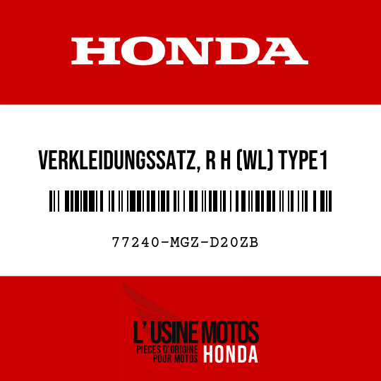 image de 77240-MGZ-D20ZB VERKLEIDUNGSSATZ, R H (WL) TYPE1
