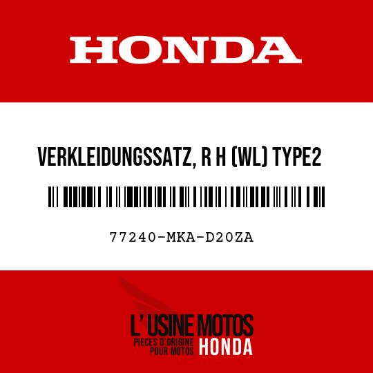 image de 77240-MKA-D20ZA VERKLEIDUNGSSATZ, R H (WL) TYPE2