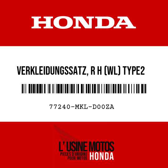 image de 77240-MKL-D00ZA VERKLEIDUNGSSATZ, R H (WL) TYPE2