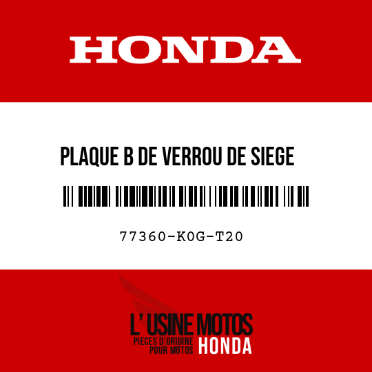 image de 77360-K0G-T20 PLAQUE B DE VERROU DE SIEGE