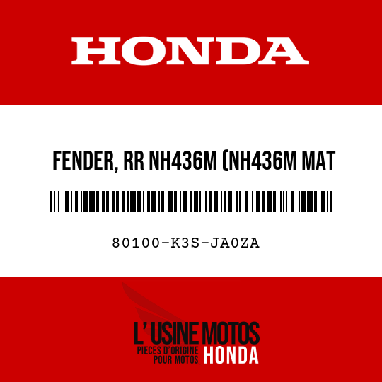 image de 80100-K3S-JA0ZA FENDER, RR NH436M (NH436M MAT GUNPOWDER BLACK METALLIC)