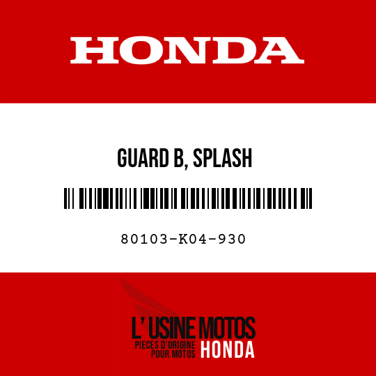 image de 80103-K04-930 GUARD B, SPLASH