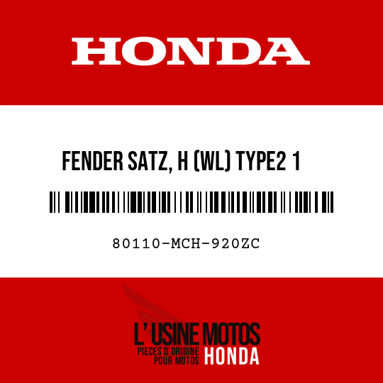 image de 80110-MCH-920ZC FENDER SATZ, H (WL) TYPE2 1 