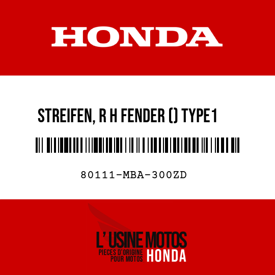 image de 80111-MBA-300ZD STREIFEN, R H FENDER () TYPE1