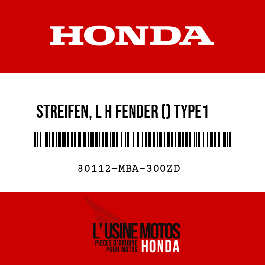 image de 80112-MBA-300ZD STREIFEN, L H FENDER () TYPE1