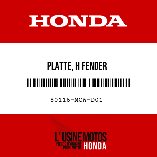 image de 80116-MCW-D01 PLATTE, H FENDER