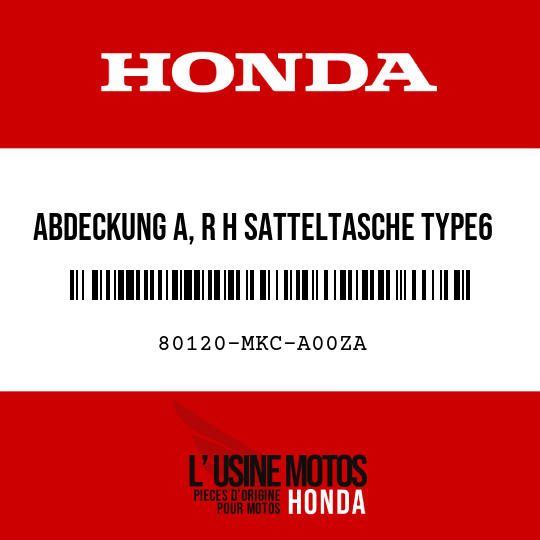 image de 80120-MKC-A00ZA ABDECKUNG A, R H SATTELTASCHE TYPE6