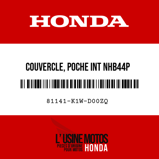 image de 81141-K1W-D00ZQ COUVERCLE, POCHE INT NHB44P