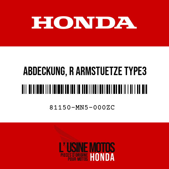 image de 81150-MN5-000ZC ABDECKUNG, R ARMSTUETZE TYPE3 (R58L)
