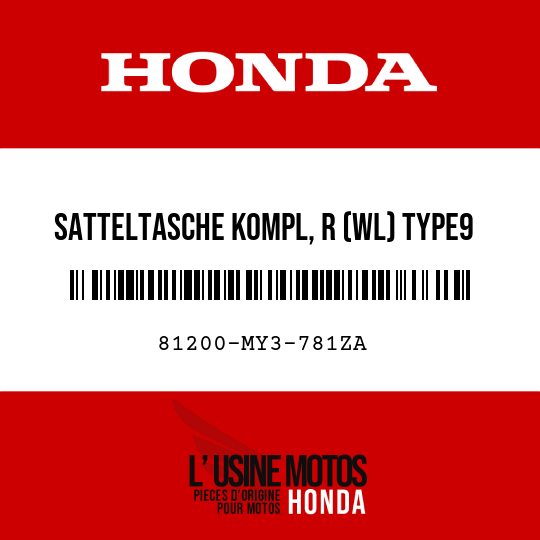 image de 81200-MY3-781ZA SATTELTASCHE KOMPL, R (WL) TYPE9 