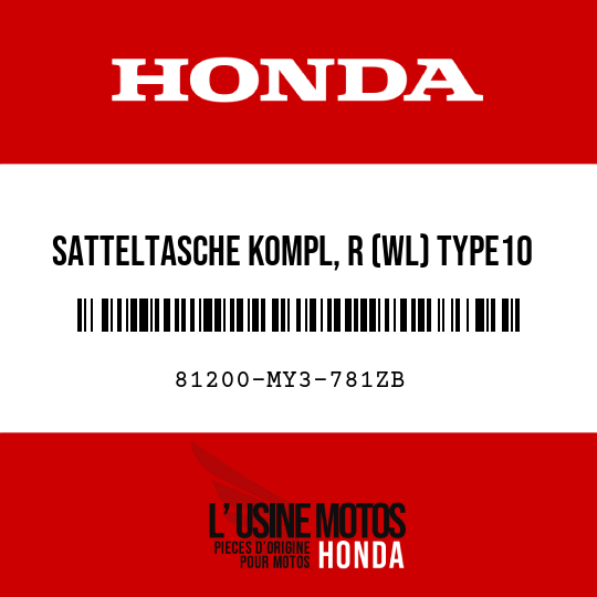 image de 81200-MY3-781ZB SATTELTASCHE KOMPL, R (WL) TYPE10 