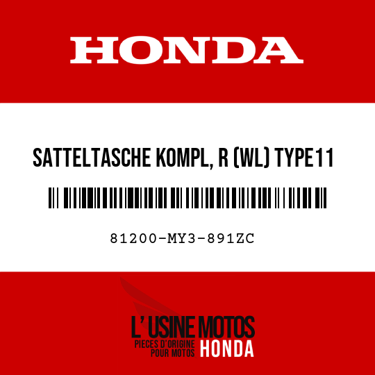 image de 81200-MY3-891ZC SATTELTASCHE KOMPL, R (WL) TYPE11 