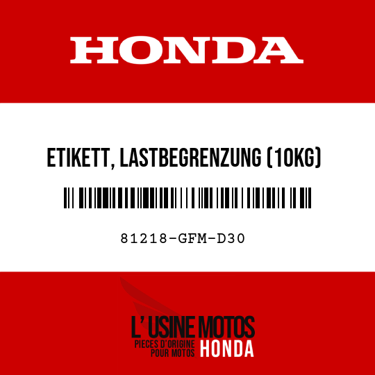 image de 81218-GFM-D30 ETIKETT, LASTBEGRENZUNG (10KG)