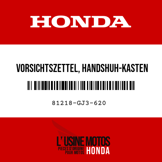image de 81218-GJ3-620 VORSICHTSZETTEL, HANDSHUH-KASTEN (FRANZOSISCH)