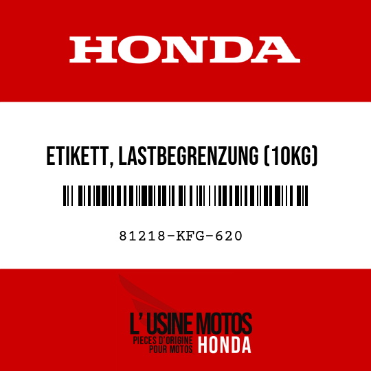 image de 81218-KFG-620 ETIKETT, LASTBEGRENZUNG (10KG) (FRANZOSISCH)