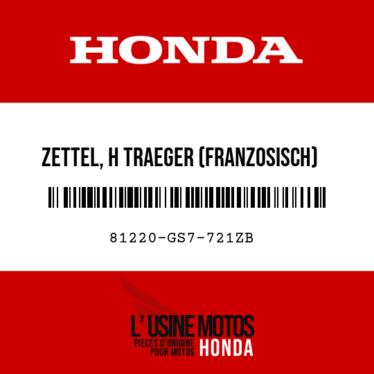 image de 81220-GS7-721ZB ZETTEL, H TRAEGER (FRANZOSISCH) TYPEW 