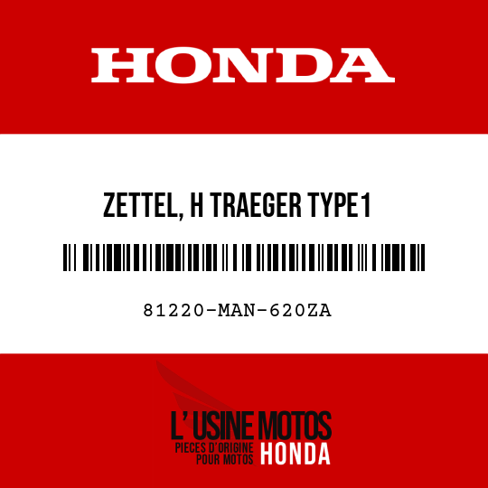 image de 81220-MAN-620ZA ZETTEL, H TRAEGER TYPE1 (FRANZOSISCH)