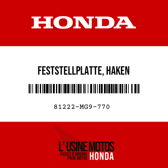 image de 81222-MG9-770 FESTSTELLPLATTE, HAKEN
