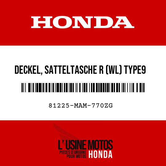 image de 81225-MAM-770ZG DECKEL, SATTELTASCHE R (WL) TYPE9 
