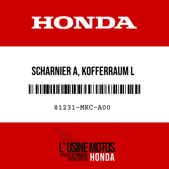 image de 81231-MKC-A00 SCHARNIER A, KOFFERRAUM L