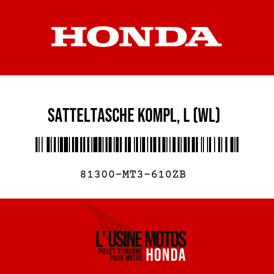 image de 81300-MT3-610ZB SATTELTASCHE KOMPL, L (WL) NH295M/TYPE2