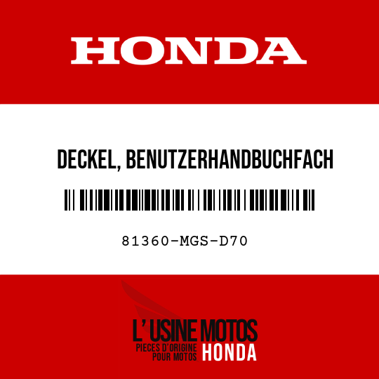 image de 81360-MGS-D70 DECKEL, BENUTZERHANDBUCHFACH