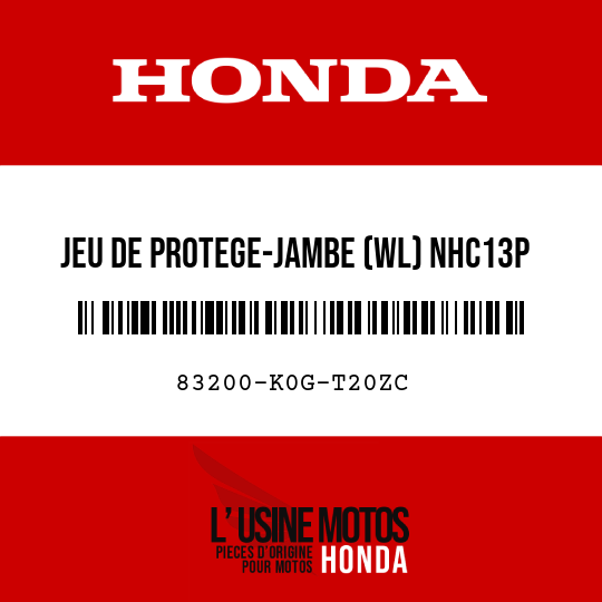 image de 83200-K0G-T20ZC JEU DE PROTEGE-JAMBE (WL) NHC13P