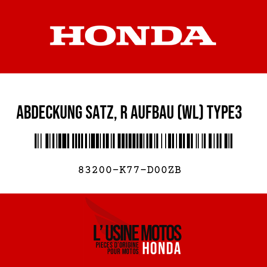image de 83200-K77-D00ZB ABDECKUNG SATZ, R AUFBAU (WL) TYPE3