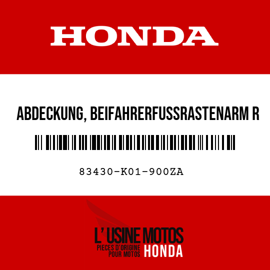 image de 83430-K01-900ZA ABDECKUNG, BEIFAHRERFUSSRASTENARM R NH1