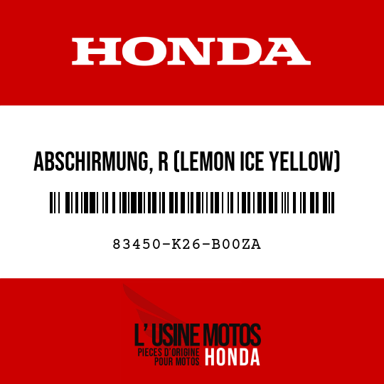 image de 83450-K26-B00ZA ABSCHIRMUNG, R (LEMON ICE YELLOW) (WL) TYPE4