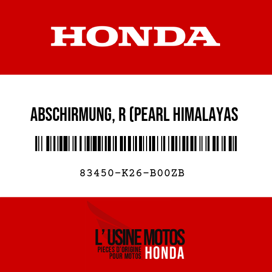 image de 83450-K26-B00ZB ABSCHIRMUNG, R (PEARL HIMALAYAS WHITE) (WL) TYPE3