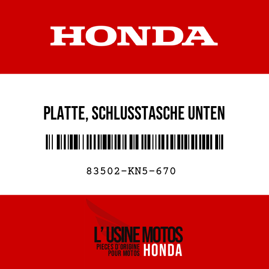 image de 83502-KN5-670 PLATTE, SCHLUSSTASCHE UNTEN