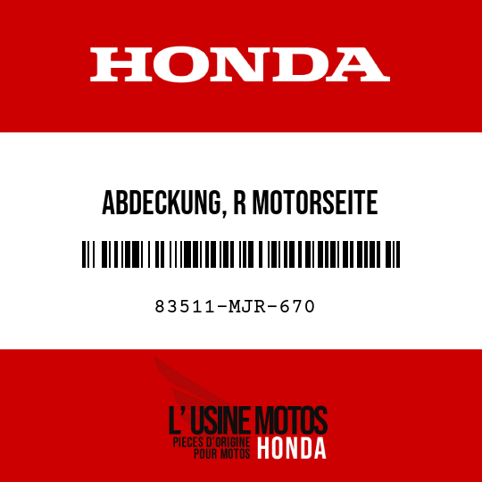 image de 83511-MJR-670 ABDECKUNG, R MOTORSEITE
