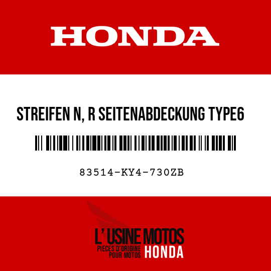 image de 83514-KY4-730ZB STREIFEN N, R SEITENABDECKUNG TYPE6 